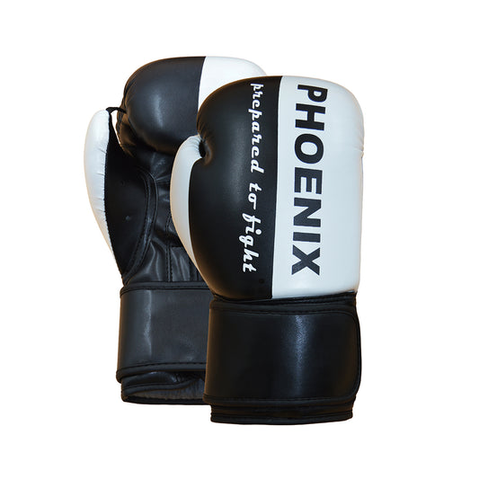 Kickboxen Boxhandschuhe Prepared to Fight Schwarz-Weiss